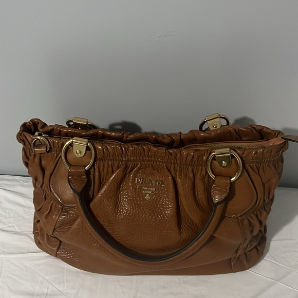 Prada Satchel Bag in British Tan color - Picture 9 of 12